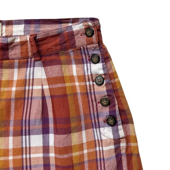 90s Y2K Vintage Highwaisted Plaid Shorts The Gap Preppy Summer Picnic Buttons. - Picture 2 of 8